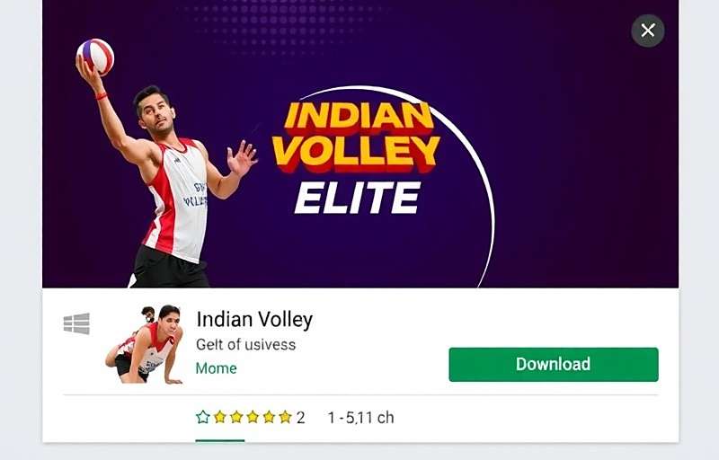 Indian Volley Elite - Download Page with High Ratings Indian Volley Elite download page showing the game's rating and download count